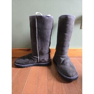 SOLD UGG Tall Boots Womens Size 10 Black Suede Winter Slip-on Boots READ